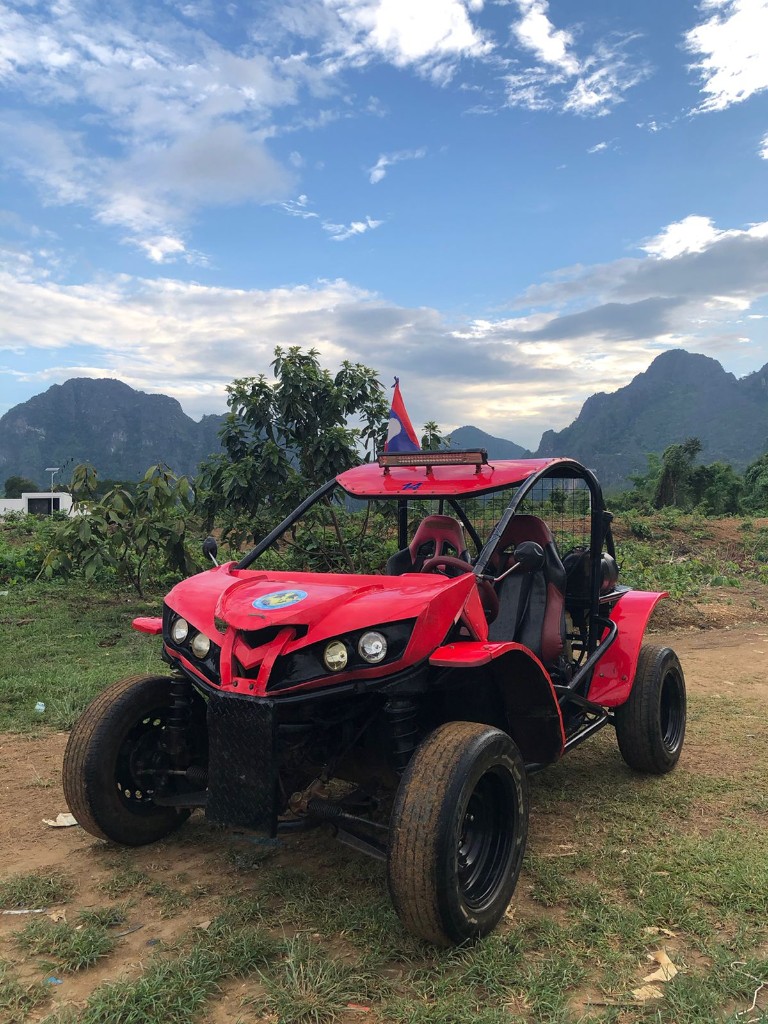Red off-road buggy ready to ride